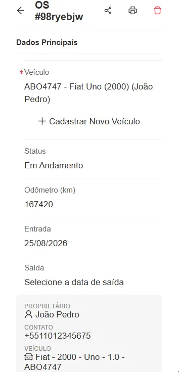 Formulário de Ordem de Serviço digital no Prontu