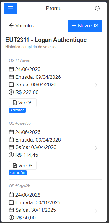 Histórico do veículo