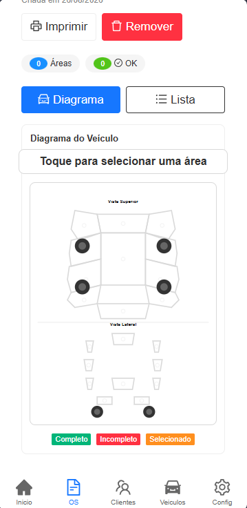 Vistoria de funilaria - diagrama